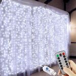 FANSIR 300 LED Curtain Lights, USB Plug in Window Lights 3m x 3m 8 Modes Remote Control Fairy Light Waterproof LED Copper String Lights for Outdoor Indoor Wedding Party Garden Bedroom Decoration