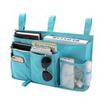 Bunk Bed Organizer, Bedside Caddy Hanging Bed Organizer Storage Bag 8 Pockets, Magazine Holder, for College Dorm Rooms Bed, Hospital Bed, Baby Bed Rails, 600D Oxford Cloth (Light Blue)