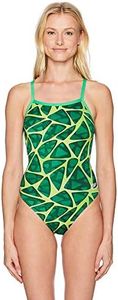 Speedo Women's Caged Out Fly back Endurance+ One Piece Swimsuit, 20, Green