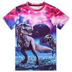 uideazone Summer T Shirt for Boys Girls Dinosaur Printed Graphic Tees Cool Short Slevee Top Shirts for Party 6-8 Years, little kid