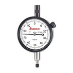 Starrett 25 Series Dial Indicator with Jewel Bearings and Lug-On-Center Back - White Face, 0-.250" Range, 0-100 Continuous Dial, 001" Graduations - 25-241J