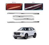 AutoMoto Car Door Body Paint/Scratches Protection Full Chrome Side Garnish Beading Molding for Hyundai Creta 2020, 2021 2022 2023 (Set of 4)