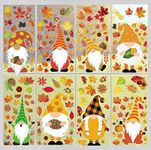 Joy Bang 162 Pcs Fall Window Clings for Glass Window - Double Sided Thanksgiving Gnomes Leaves Window Stickers Decals Decor for Home Office Classroom Party, Thanksgiving Window Decorations Indoor