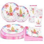 Lemicin Birthday Plates Cups Napkins - 120pcs Paper Plates and Cups Set for 30 Guests, Birthday Party Tableware, Disposable Dinnerware Party Supplies for Girl’s Birthday Decoration