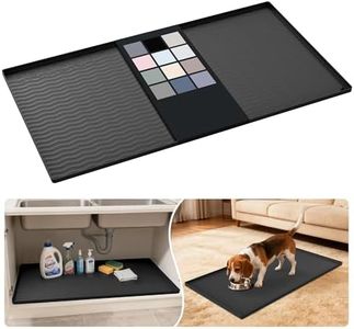 URMONA Waterproof Silicone Under Sink Mat 40'' x 22'' Shelf Liner for Kitchen and Bathroom, Cabinet and Counter Protector, Storage and Organizers, Litter Mat, Pet Cat Puppy Essentials(Black)