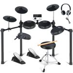 Fesley Electric Drum Set for Beginner: Electronic Drum Set with Quiet & Highly Elastic Double-layered Mesh Drum Pads, Drum Kit with 2 Drum Sticks, Electric Drum Sets with Drum Throne, MIDI, Headphones