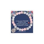 Teacher Gifts for Women Natural Stone Teacher Apple Bracelets Best Thank You Teacher Appreciation Gifts for Women Men (B: pink&white teacher bracelet)