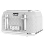 Breville Curve 4-Slice Toaster with High Lift & Wide Slots | White & Chrome [VTT911]