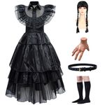 Women Halloween Dress Wedesday Dress Party Dresses Family Costume Black Dress Black Gothic Dress Womens Dress Black Costumes Carnival Costumes ladies