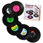 6pcs Solid Retro CD Record Vinyl Coasters Mat for Home/Bar Coffee Tea Drink Use Insulate&protect furniture