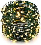 Twinkle Star, 4 Inches Indoor Outdoor, LED String Light Dimmable Control Starry Green Wire Lights Home Lighting Bedroom Wedding X-mas Party Decoration, Warm White