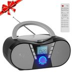 Gueray CD Player Portable CD Players for Home Boombox CD Player with Speakers Bluetooth FM Radio Built-in Dual Speakers with LCD Display Support USB & AUX Playback Headphone Jack for Audio books