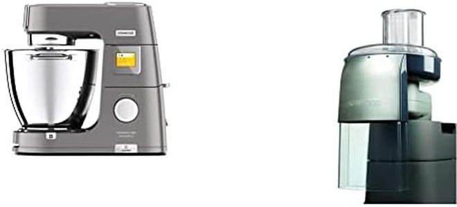 Kenwood Titanium Chef Patissier XL Stand Mixer for Baking- Powerful Food Mixer, With K-Beater, KWL90.004SI, 1400W & Chef/XL AT340 Continuous Slicer/Grater Attachment - Grey