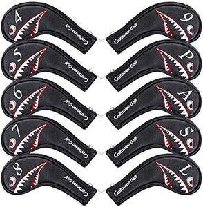 Craftsman Golf 10pcs/Set Shark Golf Club Iron Head Covers Headcover with No. on Both Sides Suitable for Right and Left Handed Golfer Zipper Closure (Iron Headcover)