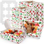 Yeaqee 50 Sets Christmas Cupcake Boxes Hold 6 Standard Cupcakes Christmas Bakery Take Out Containers Cupcake Carriers with Window and Inserts for Pastries Muffins Pie Donuts Macaroon (Vivid Style)