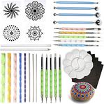 THE TWIDDLERS - 35 Piece Mandala Dotting Tools Stencil Kit, with Acrylic Paint Tray - Rock Stone Painting Canvas & Nail Arts Kids' Mandalas