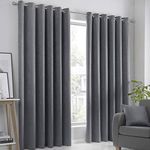 Fusion Strata Woven Eyelet Lined Curtains, Charcoal, 90 x 72 Inch, 100% Polyester, W229cm (90") x D183cm (72")