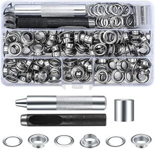 120 Kit Occhiello Passacavi Grommet Rondelle, Occhielli di Metallo Strumento Set, Occhiello Anelli Passacavo con Strumenti Installazione Kit per Telone Tessuto Tenda Fai da Te