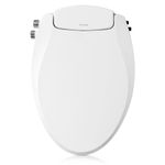 Brondell Bidet Toilet Seat, Non-Electric Swash Ecoseat, Fits Elongated Toilets, White - Dual Temperature, Dual Nozzle System - Bidet with Easy Installation