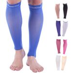 Doc Miller Calf Compression Sleeve 1 Pair 15-20 mmHg Firm Calf Support Multiple Colors Graduated Pressure for Sports Running Muscle Recovery Shin Splints Varicose Veins (Blue, X-Large)