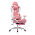 S*MAX Pink Gaming Chair with Footrest Thicken Seat Ergonomic Gaming Chairs with 3D Armrest PU Leather Headrest and Lumbar Support Racing Style High Back Gaming Chairs for Adults Girls Pink