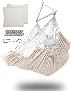 Miztli Hammock Chair Hanging Chair Swing for Bedroom with Foot Rest, Max 500 Lbs, Steel Spreader Bar with Anti-Slip Rings-2 Cushions Included-Indoor and Outdoor