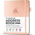 Clever Fox Address Book with alphabetic tabs – PU leather telephone and address book for keeping contacts safe, Contact Organizer Journal, Small Size (4.0″ x 5.5″), Hardcover, Rose Gold