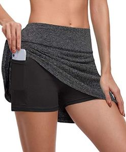 CHICHO Women Golf Skirts Casual Athletic Skort with Zip Pocket High Waist Skirt for Tennis Gym Wide Waistband Quick Dry Golf Wear Gifts Grey Large
