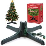 360 Degree Rotating Christmas Tree Stand for up to 7.5 ft Artificial Tree Rotating Tree Stand Black Tree Revolving Stand Christmas Tree Turning Stand Xmas Tree Bases with 3 Built in Electrical Outlets