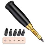 ENCHOL Adjustable Japanese Screw Hole Punch, Leather Screw Punch, Craft Punch Automatic Belts Punch with 5 Punches, Used for DIY Craft Sewing Leather Punching