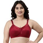 Enamor A014 Women Cotton Full Coverage Non Padded Wire free Lace detail Shaper Cooling Bra (A014-Masai-38Z)