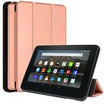 TECHGEAR Smart Case for All New Amazon Fire 7 tablet (2022 / 12th Generation) Slim Smart Case Stand Cover with Corner Protection [Auto Wake/Sleep] Soft TPU Holder - Rose Gold