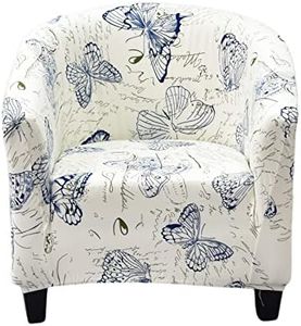 HAOYONG Club Chair Slipcover - Stretch Barrel Chair Covers Printed Tub Chair Slipcovers Soft Armchair Sofa Cover Removable Couch Furniture Protector Club Chair Cover with Arms