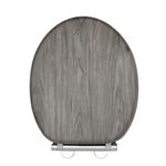 AQUALONA® Luxury Grey Oak Effect Toilet Seat - Soft Close MDF Moulded Wood Seat with Quick Release Button and Durable Hinges - Comfortable, Easy to Clean and Install with Universal Fittings