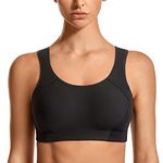 SYROKAN Women's Full Coverage High Impact Lightly Padded Support Wireless Shock Control Sports Bra Black 34G