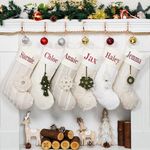 LUBOT 1 Pack Personalized Christmas Stocking Custom Name Embroidery Large Family Xmas Stockings Rustic Farmhouse Country Fireplace Hanging Decoration