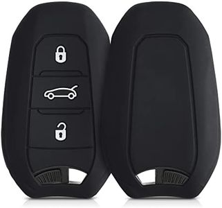 kwmobile Key Cover Compatible with Peugeot Citroen 3 Button Car Key Smart Key (only Keyless Go) - Soft Silicone Car Key Fob Holder Protector Case - Black