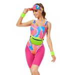 AJGEGJE 80s Workout Costume for women, 80s 90s Workout Outfits Set, Halloween Cosplay Couples Outfits (S)