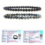 Gemaltic Healing Crystals Natural Gem Semi Precious Healing Crystals Handmade Round Beads Stretch Bracelet (6MM', Black Obsidian & Snowflakes Obsidian)