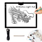 TOHETO A3 Rechargeable Battery Powered Led Light Tracing Pad with Built-in Stand, Magnetic Clip, 6-Level and Stepless 3 Colors Dimming Brightness Light Box for Diamond Painting, Cricut Weeding Vinyl