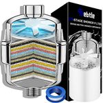 Sebtle 25 Stage Shower Filter, Shower Head Filter for Hard Water, Water Softener Filter with Extra Filter Cartridges, Remove Chlorine and Fluoride for Soft Hair and Skin