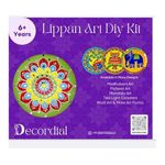 Decordial 8 inches Round MDF Lippan Art Materials kit with lippan Art Tools (1 pcs 8" lippan Art Board, Clay and Mirrors, lippan Art Painting Brush and Set of 6 Acrylic Colour