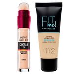 Maybelline New York Instant Anti-Age Erase Multi-Purpose Concealer 02 Nude Applicator + Fit Me Matte & Poreless Liquid Foundation 112 Soft Beige Normal to Oily Skin