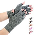 Duerer Arthritis Compression Gloves for Women and Men for RSI, Carpal Tunnel, Rheumatoid, Tendonitis, Open Fingers Gloves for Computer Typing and Daily Work (Gray, L)