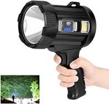 GRC Rechargeable Spotlight, 90000 Lumens Super Bright Handheld Spotlight Flashlight with Solar Panels, Led Spot Lights for Outdoor,Hunting,Camping,Boating