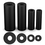 AIEX 200pcs Flat Rubber Washer Kit, 10/12/16/20mm Plumbing Rubber Washers for Faucets Repair Rubber Gasket for Bathroom Kitchen Household Appliances (Black)