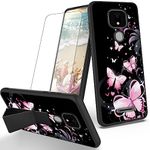 RYUITHDJP for ANS Artia ACK2326 Phone Case Butterflies Black Theme with Screen Protector Detachable Stand Phone Case for ANS ACK2326 Case Soft TPU Stylish Protective Cover
