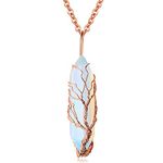 MAIBAOTA Tree of Life Wire Wrapped Crystal Point Necklace Opal Healing Crystals Stone Pendant Necklaces Natural Reiki Quartz Gemstone Jewelry for Women