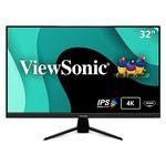 ViewSonic VX3267U-4K 4K UHD 32 Inch IPS Monitor with 65W USB C, HDR10 Content Support, Ultra-Thin Bezels, Eye Care, HDMI, and DP Input