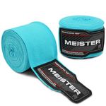 Meister Adult 180" Semi-Elastic Hand Wraps for MMA & Boxing (Pair) - Turquoise